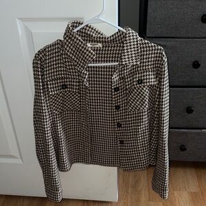 Zeagoo Black and Cream Houndstooth Shirt